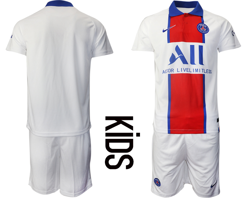 Youth 2020-2021 club Paris St German away blank white Soccer Jerseys->customized soccer jersey->Custom Jersey